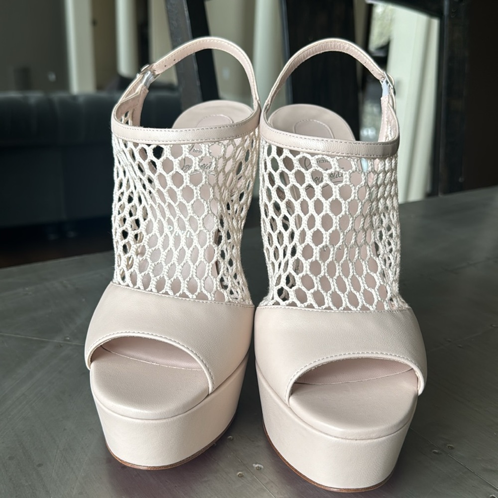 Christian Louboutin plougesta Alta leche light pink mesh leather stiletto sz 42 - Picture 4 of 12